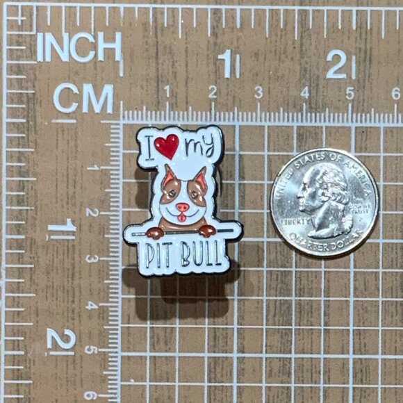 NEW! I Love My Pit Bull Dog Enamel Pin Brooch Pittie Terrier Black White Brown - Picture 2 of 5